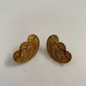 Kenneth Jay Lane for Avon Enamel Wing Earrings Peach Gold Tone Butterfly Angel